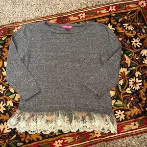 Mix & Match 2/$16 Just 2 Cute Grey Tee with Lace Detail